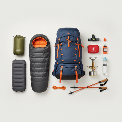 Kit Pro Survie - Flat lay tous les équipements